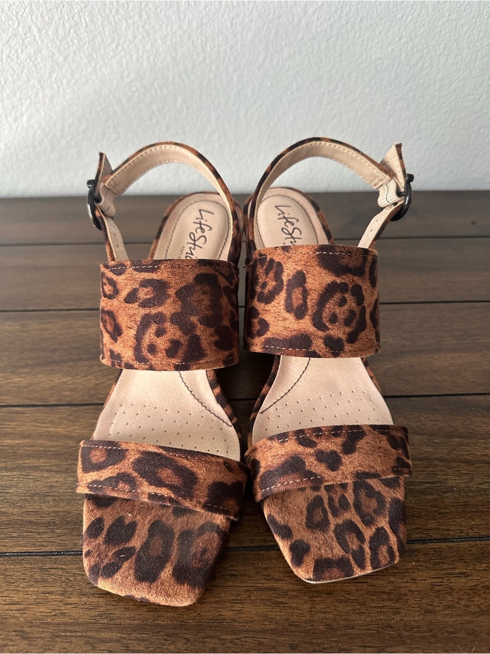 Teddi Leopard Print Brown Open-Toe Block Heel Sandals